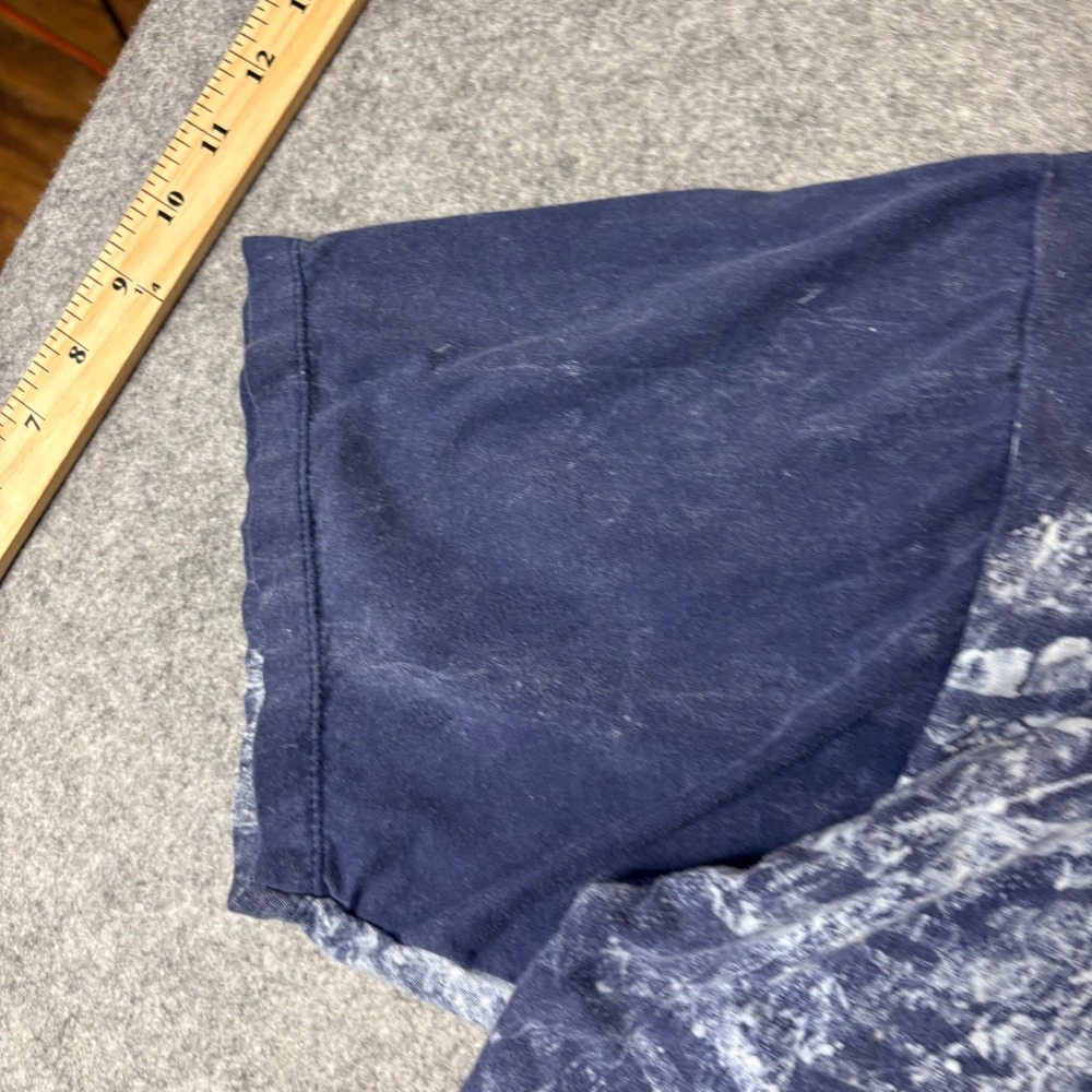 Adidas Originals Trefoil Mens T-Shirt Navy Blue Acid Wash Marble Graphic Tee XL - Picture 3 of 6